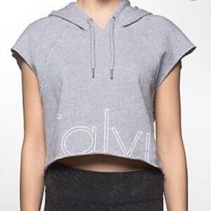 Calvin Klein Purple Crop Muscle Sleeveless Hoodie